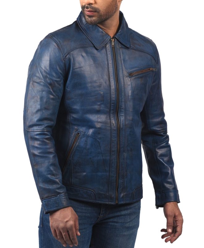Antrim Blue Waxed Racing leather jacket