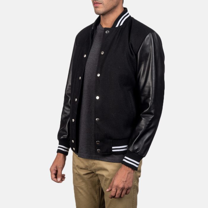 Harrison Black Hybrid Varsity Jacket