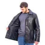 Men's Oscar Black Leather Reefer Jacket
