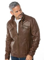 Hardknott Leather Biker Jacket in Nut Brown