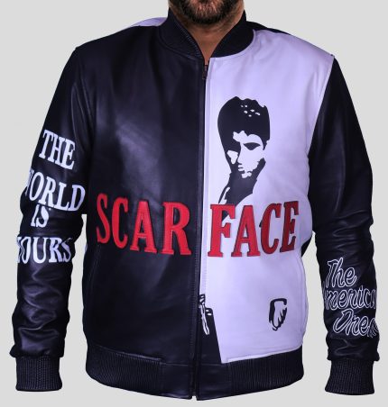 Scarface Al Pacino Embroidered Men's Leather Jacket