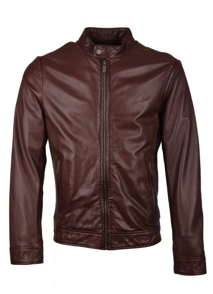 Welton Leather Biker Jacket in Brown