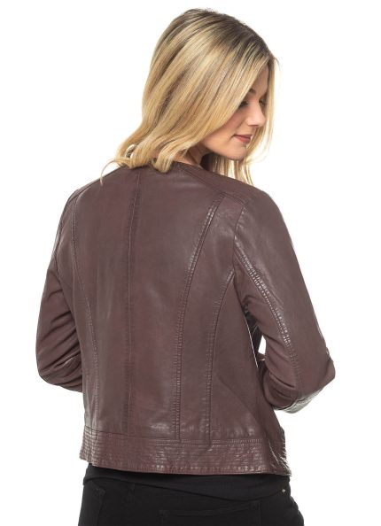 Easedale Leather Biker Jacket in Brown