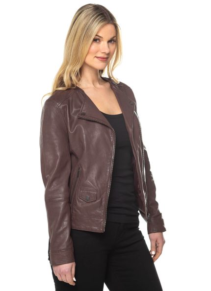 Easedale Leather Biker Jacket in Brown