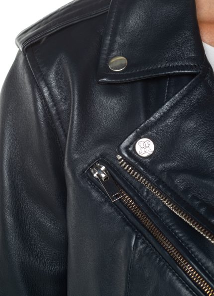 Grasmere Leather Biker Jacket in Black