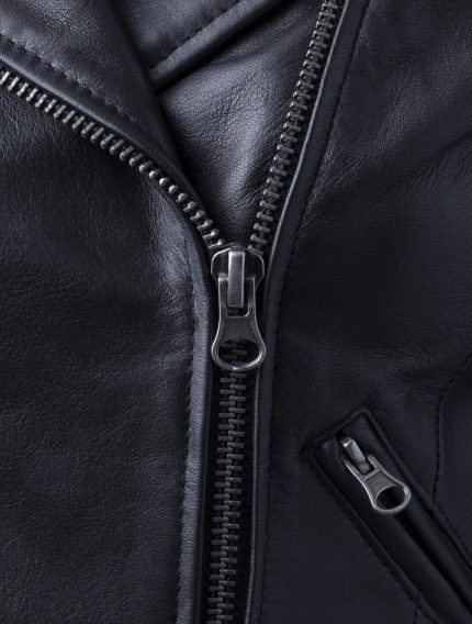 Esthwaite Classic Leather Biker Jacket in Black
