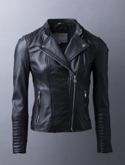 Toni Leather Biker Jacket in Black